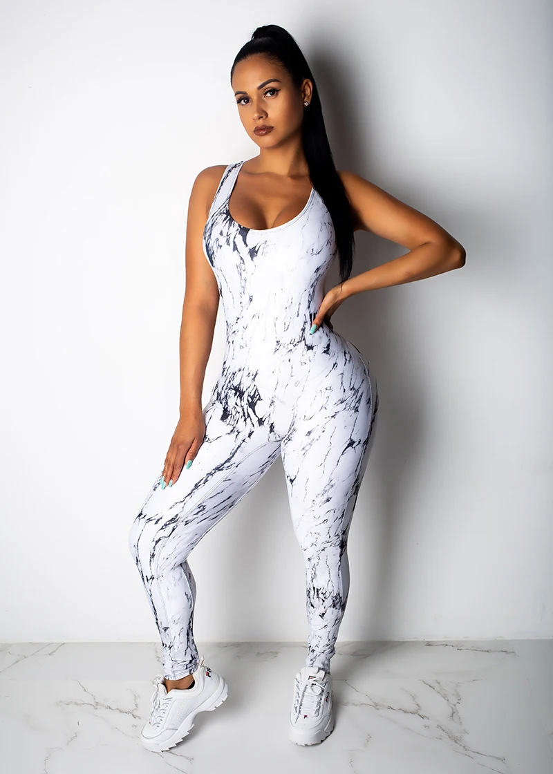 Sexy Leopard Print Women Sports Yoga Jumpsuit Sleeveless Backless Sport Bandage Rompers Set Sportswear Female Bodysuit Set