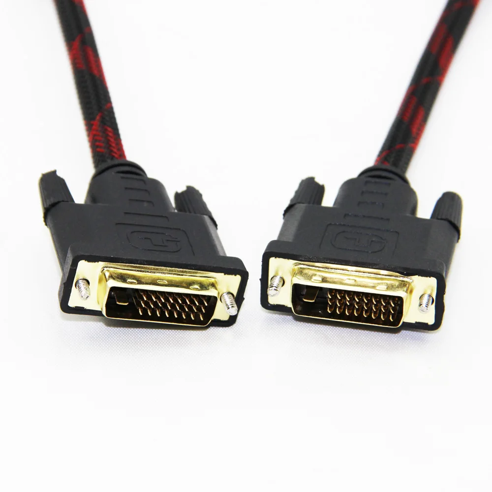 Bochara нейлоновая оплетка позолоченный DVI-D кабель(24+ 1Pin) Одиночное соединение между штекерами 1,5 м 3 м 5 м 10 м 15 м 20 м