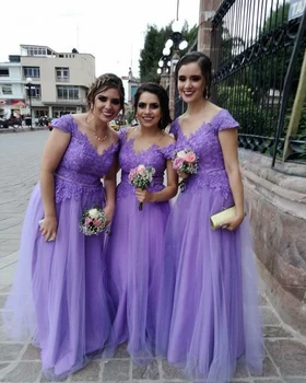 

Ruby Bridal 2019 Vestidos De Fiesta Long A-line Evening Dresses Purple Tulle Lace Prom Party Dresses Vestido Longo Festa P1936