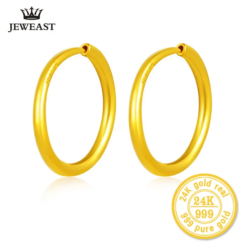 XXX ZZZ JEWEAST 24k чистое золото серьги-кольца для женщин благородная атмосфера Сияющие красиво Полированные Золотые Роскошные серьги