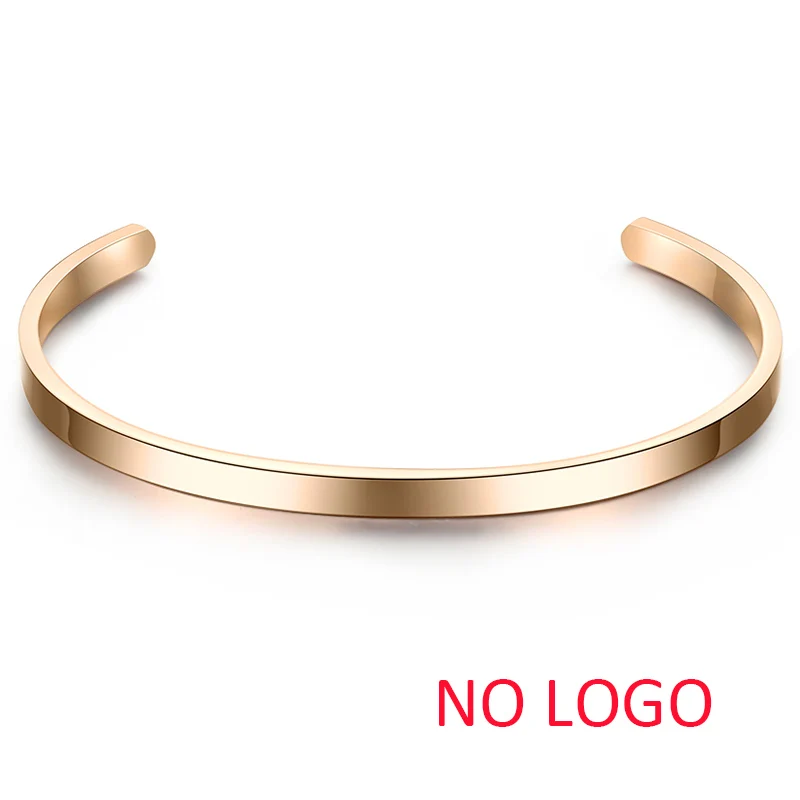 AZIZ BEKKAOUI простой стиль розовое золото цвет персонализированные открытые манжеты браслеты для женщин гравировка имя украшения Прямая поставка - Окраска металла: no logo