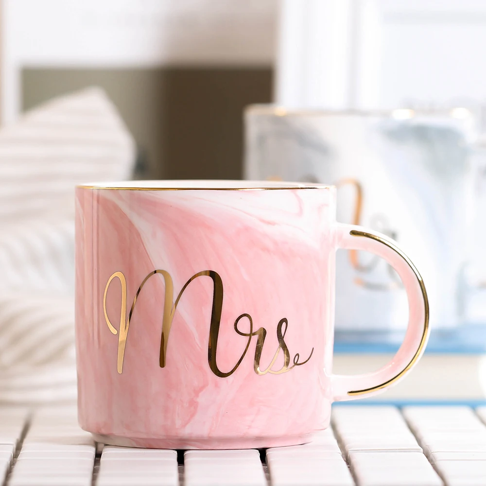 

Marble Ceramic Mugs Gold Plating Couple Lover's Gift Morning Mug Milk Coffee Tea Breakfast Creative Porcelain Cup