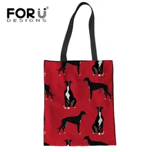 FORUDESIGNS борзая Черный Pet хлопчатобумажная ткань с принтом складные многоразовые хозяйственная сумка сумки Tote Мода Экологичные