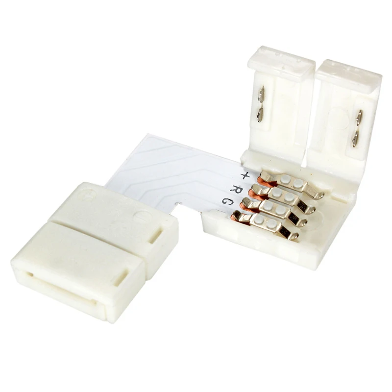 10mm 4-Pins Corner L Shape Connector LED Strip 90 Degree Corner Connectors Clips RGB LED Strips