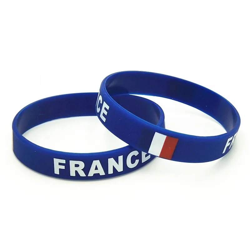 1PC France Flag Silicone Wristband Blue Football Sports Souvenir