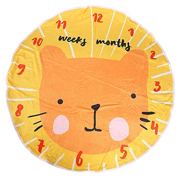 

Flannel Round 0-1 Years Infant Baby Monthly Swaddle Milestone Blanket for Shower Gift Photography Backdrop (Lion)