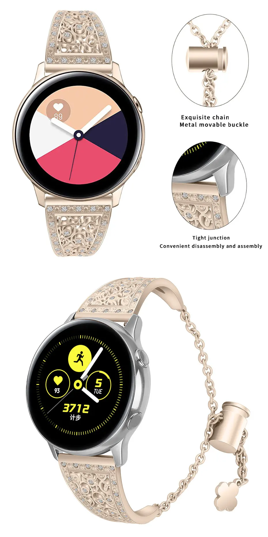 UTHAI S10 для samsung Galaxy Watch 42 мм/46 мм цветок металлические алмазные ремешки для часов