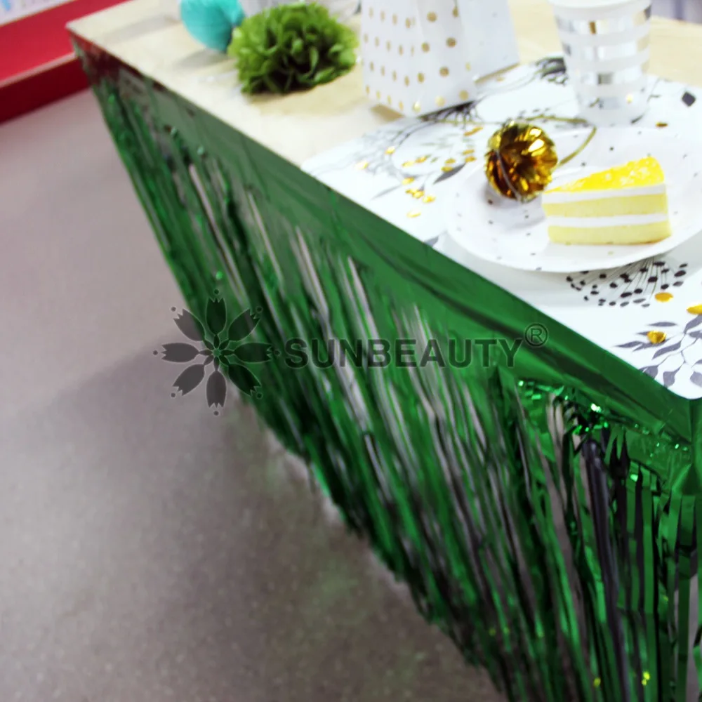 1pc Metallic Fringe Foil Tinsel Table Skirt for Summer Luau Cactus Jungle Party Birthday Anniversary Table Decoration 1pc Metallic Fringe Foil Tinsel Table Skirt for Summer Luau Cactus Jungle Party Birthday Anniversary Table Decoration