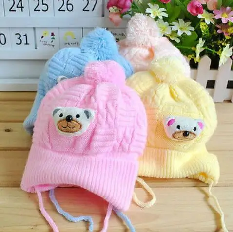 New fashion Newborn Baby Boy Girl Cute Soft Crochet Bear Hat Beanie Warm Infant Toddler Cap shocking show newborn baby girl boy infant toddler knitting wool crochet hat soft hat cap