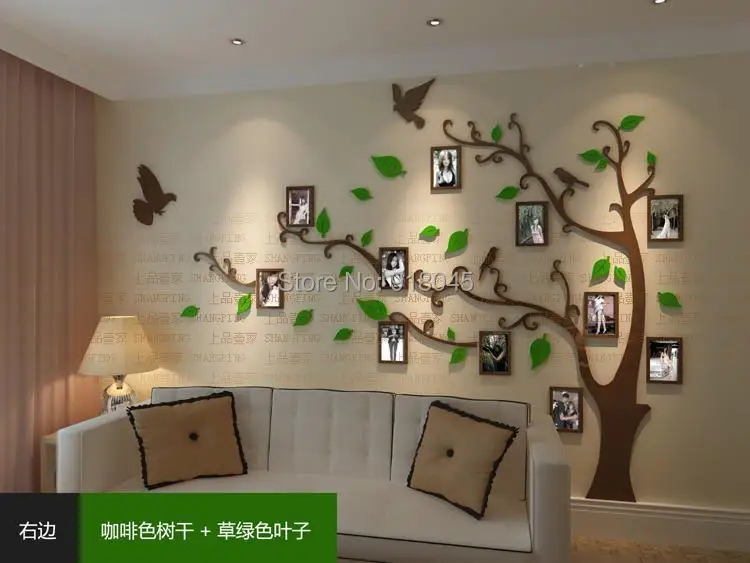 Новое поступление кристальная акриловая рамка дерево птица 3d настенные наклейки на стену, вокруг телевизора, над диваном фон DIY художественные наклейки для декора стен