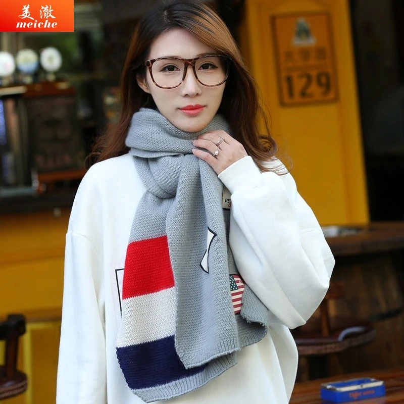 Meiche Long Knitted Scarf Women Korean Fashion 2018 Scarves Luxury