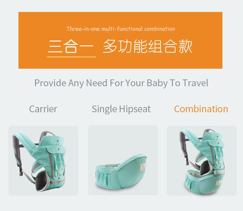 Ergonomic Baby Carrier Infant Kid Baby Hipseat Sling Front Facing Kangaroo Baby Wrap Carrier for Baby Travel 0-36 Months