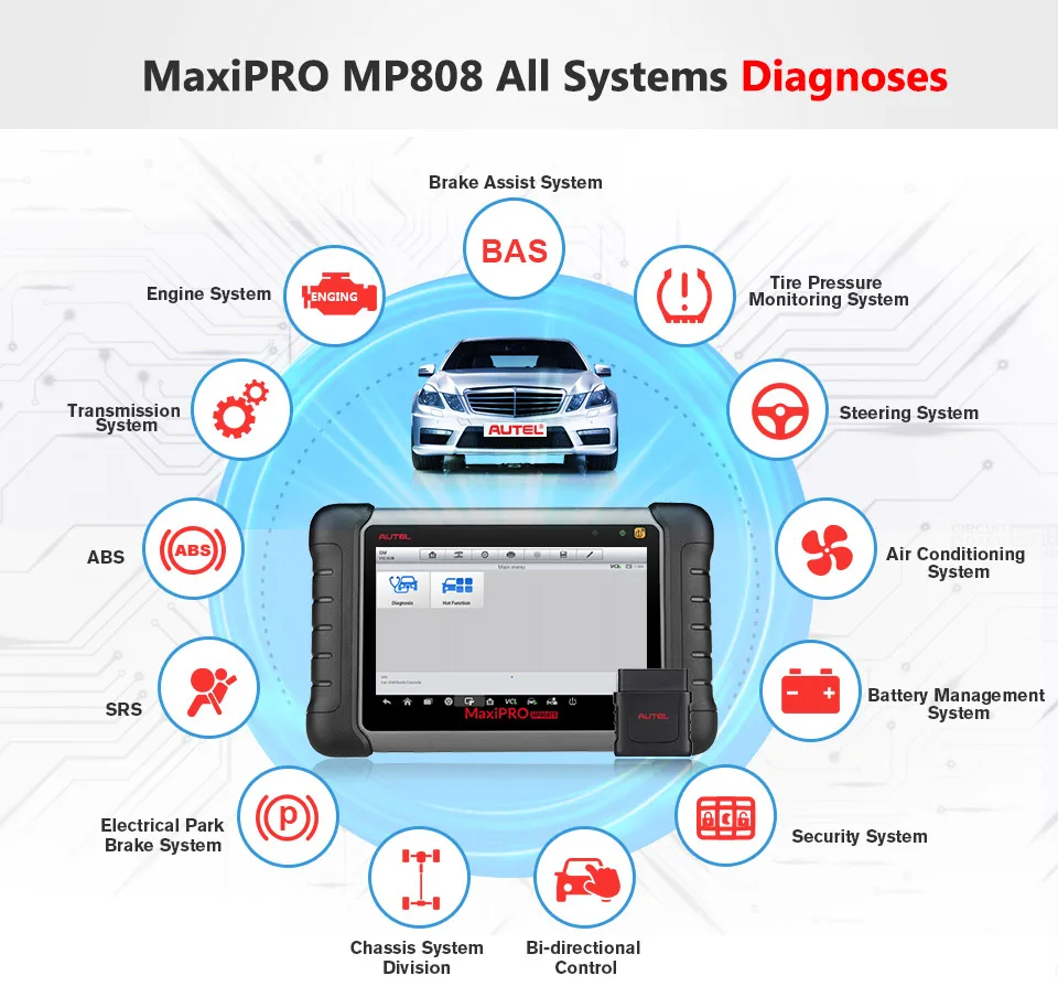 Autel MP808 Профессиональный oe-уровень диагностики OBD2 OBDII диагностический инструмент те же функции, что и DS808 MS906 диагностический сканер