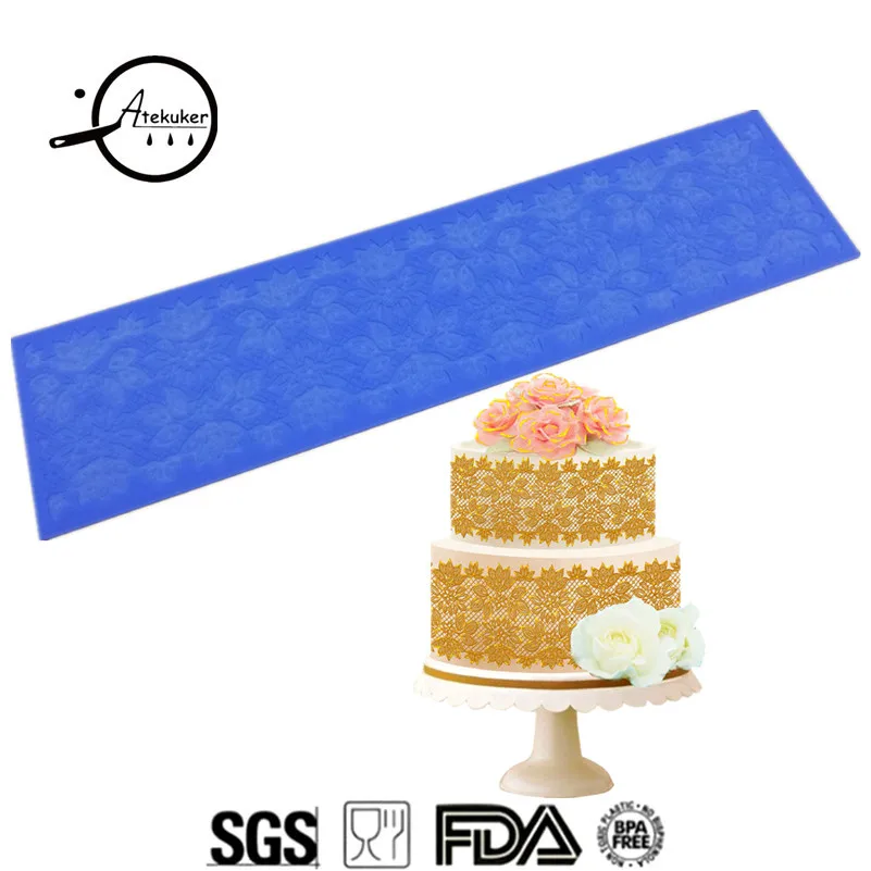 

Atekuker DIY Silicone Molds For Lace Cake Decorating Tools Silicone Forms Sugar Lace Mat Fondant Cake Design