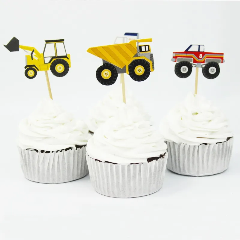 48pcs Car Automobile Cupcake Toppers Picks for Happy Birthday Party Decorations Boys and Christmas Decorations for Home Cake 2