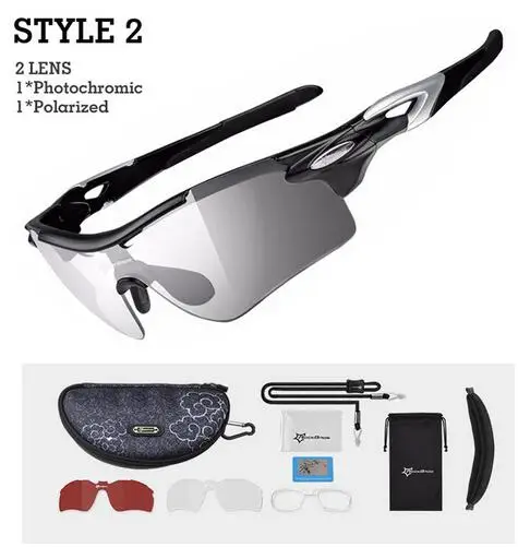 style 2 black ROCKBROS, поляризационные фотохромные велосипедные очки, велосипедные очки, для спорта на открытом воздухе, MTB, велосипедные солнцезащитные очки, очки, очки для близорукости, оправа - Цвет: style 2 black