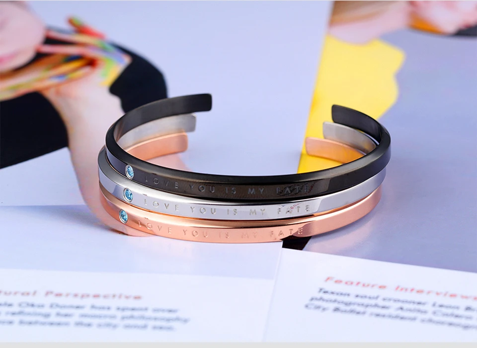 Персонализированные розовое золото браслет из нержавеющей стали Роскошные ювелирные изделия женский браслет на манжет femme браслет для женщин дропшиппинг G856