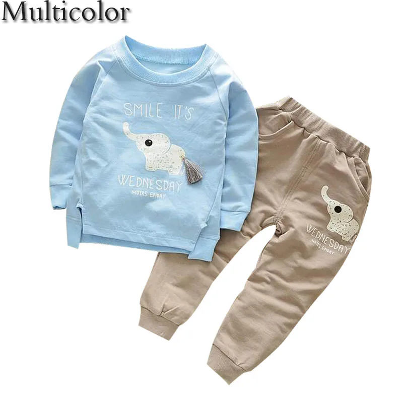 

New Baby Custom Autumn long-sleeved Set Cotton Children Clothing Boy Autumn Set Tracksuit Casual Two Piece Infants 1-5 years old