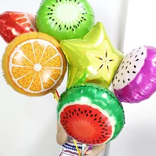 

100pcs/lot 18inch Fruit foil Balloons Strawberry helium ballon for Birthday Party Decoration kids toy Pitaya/Orange/Kiwi globos