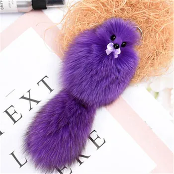 

Fashion Cute Animal Pom Fox Car Rabbit Faux Keychain Cute Fox Pendant Ring Shape Suitable For Women.