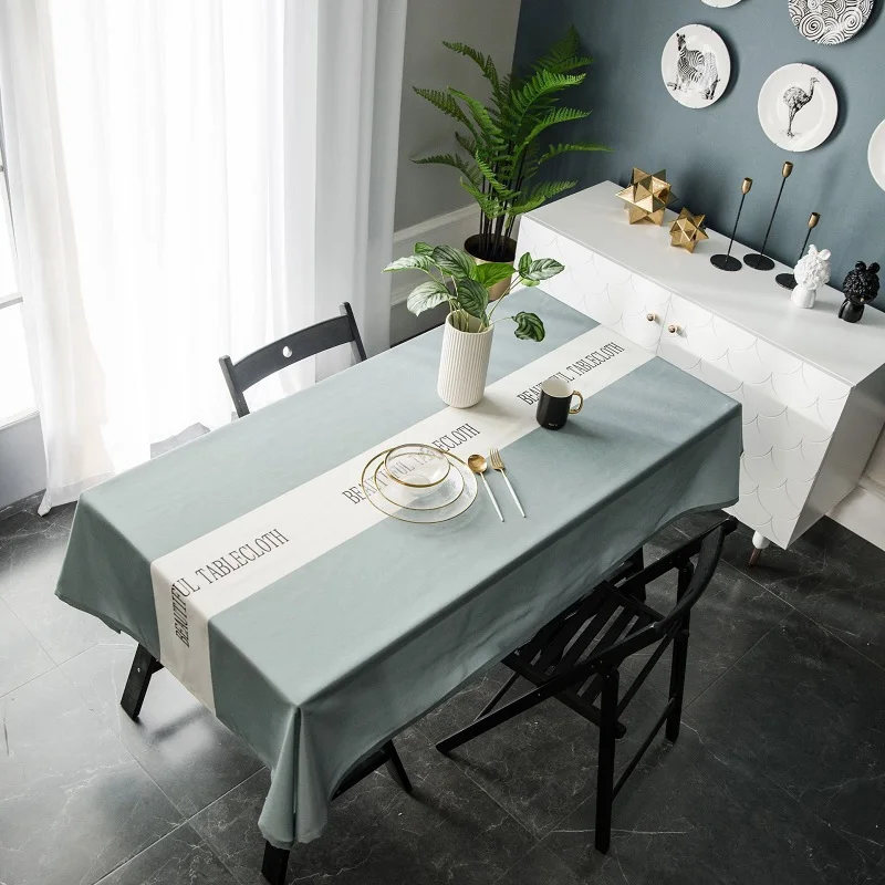 

Nordic waterproof dinning table cover solid polyester thick rectangular tablecloths for kitchen decorative party table cloth