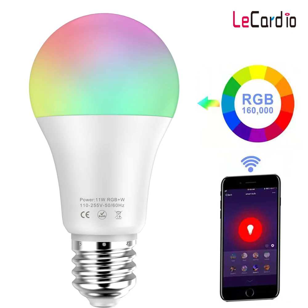 Умная Светодиодная лампа с регулировкой яркости 11 Вт Wi Fi RGB 110 В|Светодиодные