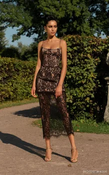 

2019 Dress Sexy Celebrity Backless Spaghetti Strap Women Lace Print Night Club Sleeveless Body con Party Dresses Wholesale