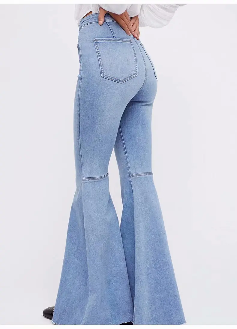GBYXTY/винтажные джинсы с высокой талией, тянущиеся расклешённые джинсовые брюки, новые модные осенне-зимние облегающие джинсы с кисточками, брюки, ZA862