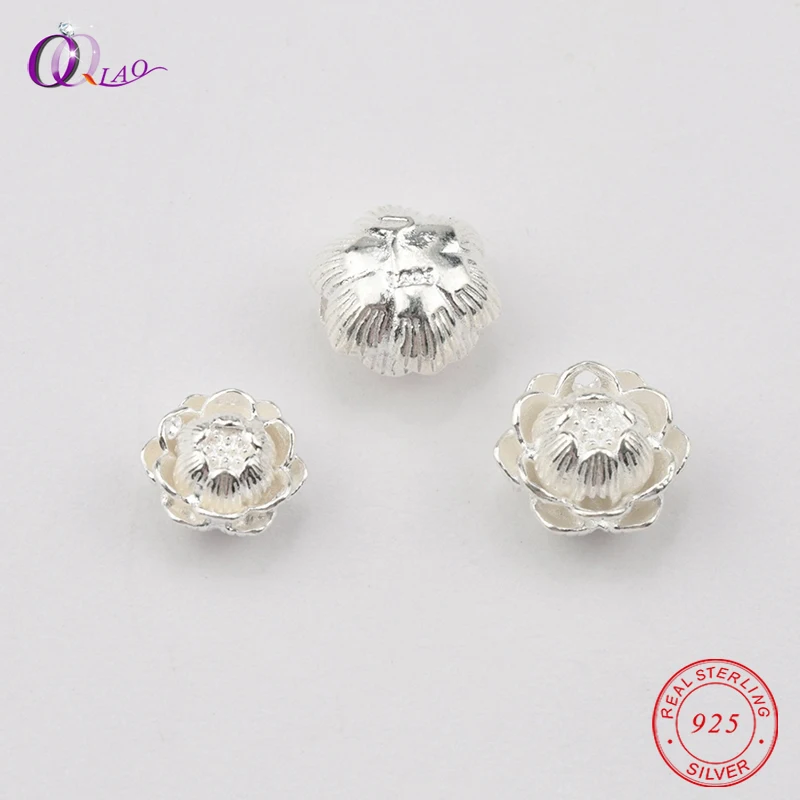 

1PCS 9MM 10MM 925 sterling silver Beads lotus flower beads Loose Spacer silver flower Beads bracelet Necklace Jewelry Making DIY