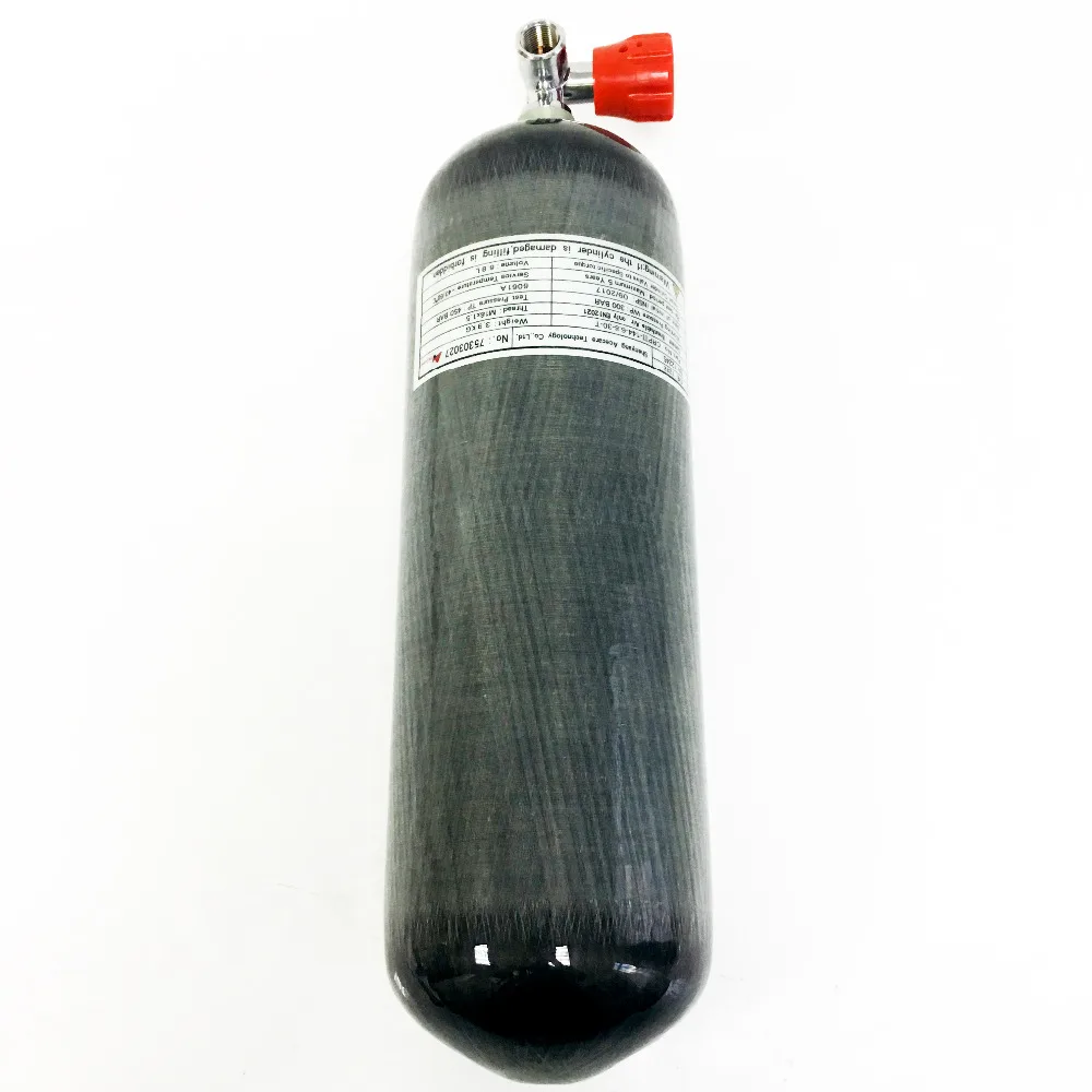 4500 psi paintball tank 6.8L carbon fiber SCBA air tank with red gauge