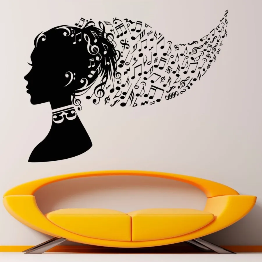 

YOYOYU Vinyl Wall Decals Music Notes Wall Art Sticker for Home Decor Bedroom Dorm Living Room Art Murals Brain filled with music