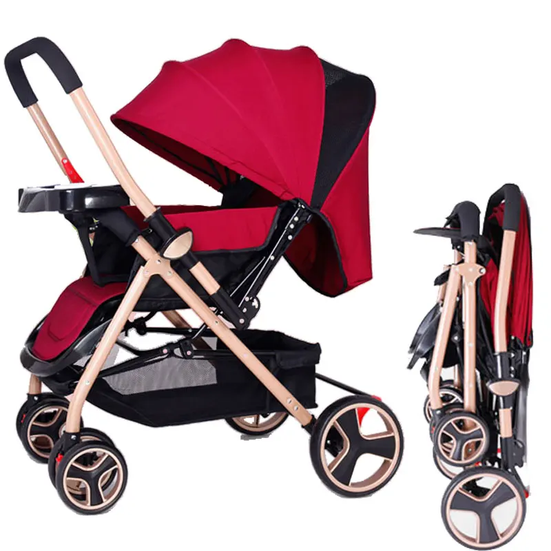 Low Price  Newborn Convertible Handle High Landscape Portable Folding Baby Stroller Lightweight Pram Travel Pu 
