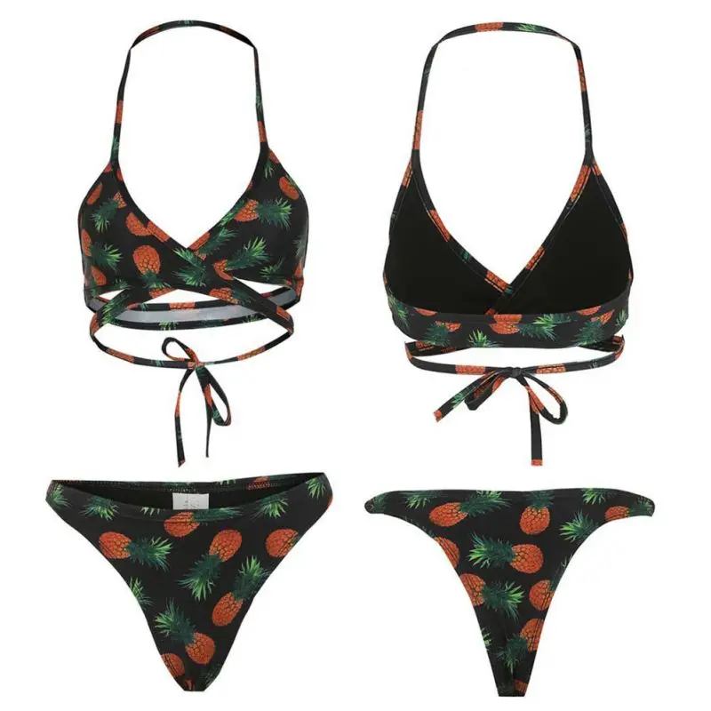 

Featured new sexy strap print two-piece swimsuit two-piece swimsuit bikini suit with ruffled pad female swimsuit push female