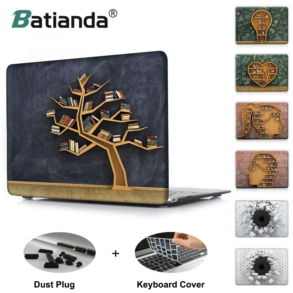 

Crystal Printed Books Tree Bulb Brick Case Cover for MacBook Pro 13 15 2017 2018 New Air 11 12 13 with Retina Touch ID A1932