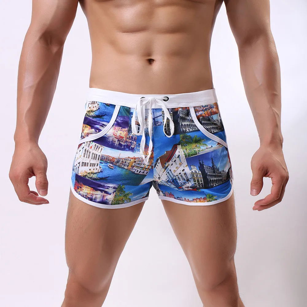 Для мужчин пляж купальники с принтом плавание брюки для Для мужчин нейлон Для мужчин печати спортивные шорты пляжная нижнее белье серфинга