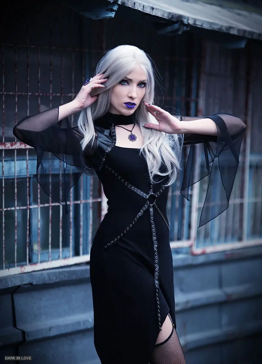 Darkinlove женское асимметричное платье из искусственной кожи и сетки DW138