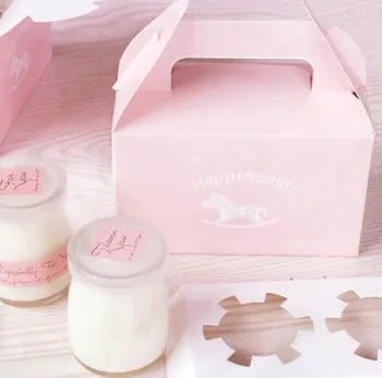 

100pcs 15x8.4x9cm Pink Horse 2 case cup cake box Pudding bottle Sawdust cup maFen box