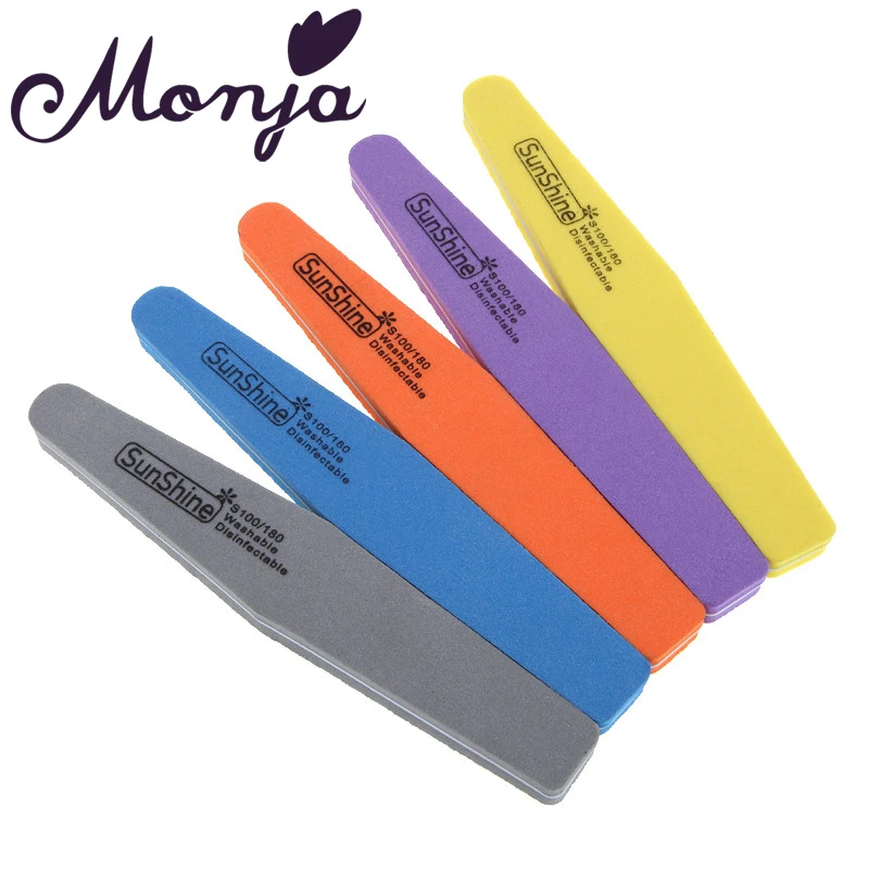 

Monja 100/180 Double Side Nail Art Random Color Polishing Buffing Sanding Buffer Washable Sponge Nail Files Manicure Tool