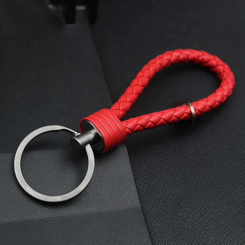 Pu Leather Strap Keychain Fashion Weave Rope Keyring Woven Cord Key