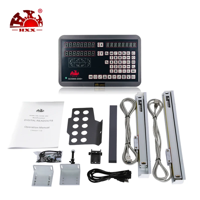 

Free Shipping 2Pcs 50-1000mm 5u Linear Scales Encode And 2 Axis Digital Readout GCS900-2DB+ For Lathe/Milling/EDM Machine