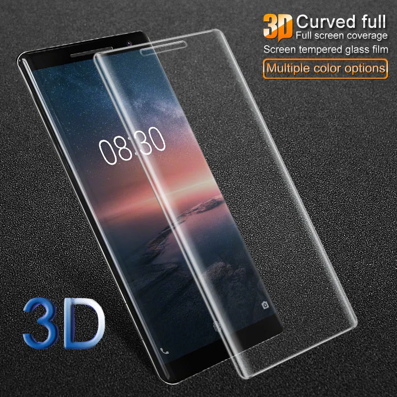 لنوكيا 8 سيروكو 3D منحني حافة كامل غطاء واقي للشاشة الزجاج المقسى HD واضح مضاد للخدش مقاومة للاهتراء 9 H رقيقة فيلم