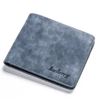 New Men Retro Frosted PU Wallet Two Folding Male Purse Credit Card Holder Solid Color Short Wallet purse and wallet 2