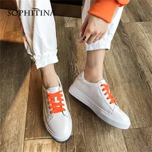 SOPHITINA/Новинки на осень-зиму г. Спортивная обувь на сплошной и толстой подошве высокого качества.Повседневная обувь из коровьей кожи с округленном мыском. Женские кроссовки со шнуровкой яркого цвета. SO04