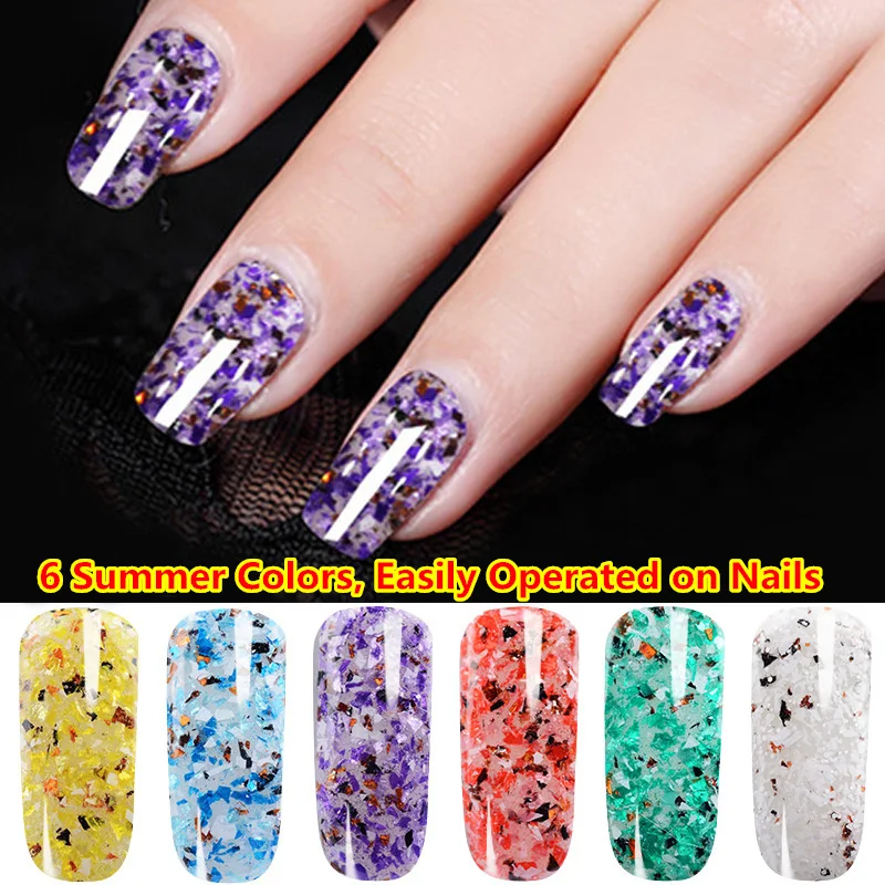 

6 Summer Colors 3g Marble UV Gel Nail Polish Nail Art Lacquer Yellow Blue Purple Green White Long Lasting LED Gel Polish Set