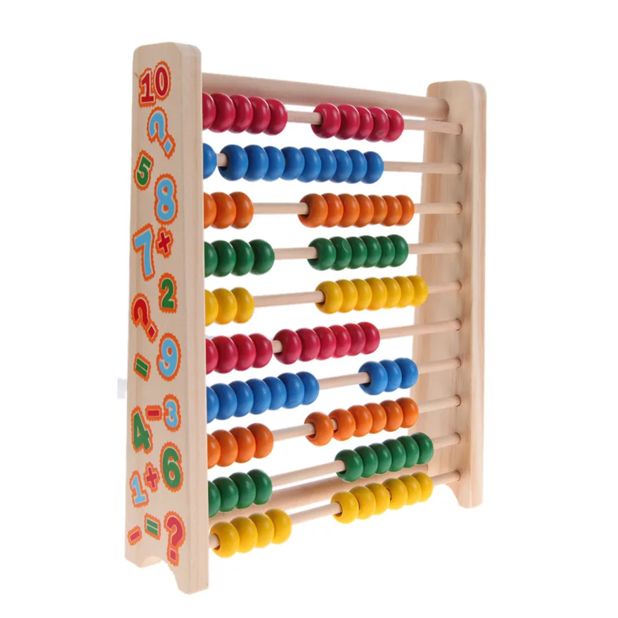Montessori Kids Math font b Toys b font Wood Colorful Beech Abacus Teaching Learning Educational Preschool
