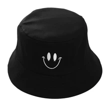 Хлопок Улыбка панамка с вышивкой для мужчин женщин хип хоп Рыбацкая шляпа летняя влюбленная пара Открытый плоская шляпа