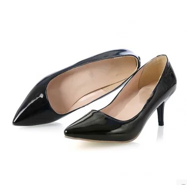Бренд "Qin kuan" модные женские туфли с острым носком Лакированная кожа женские туфли на высоком каблуке женские туфли-лодочки размера плюс 31-43 и выше, женская тонкая обувь на шпильках - Цвет: Black