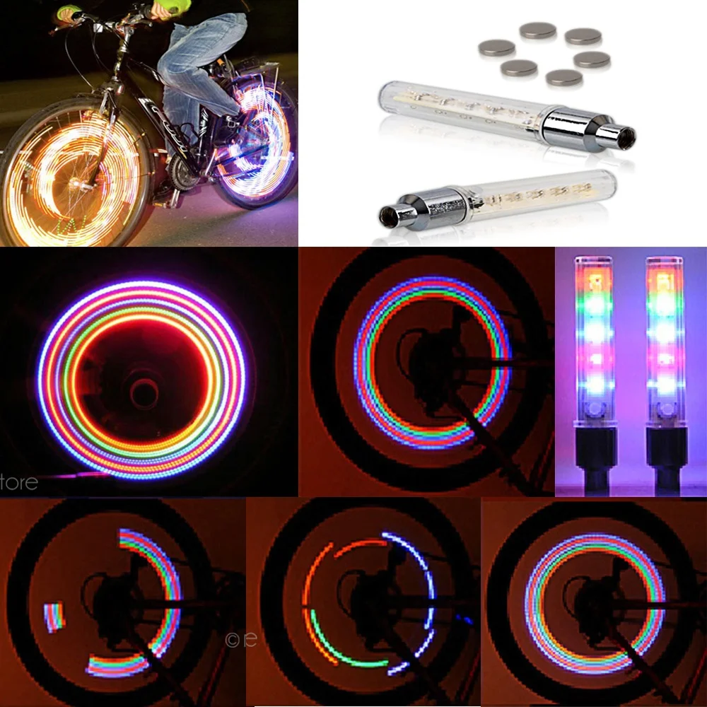 

5 LED Lights Lamp 7 Flashing Model Bicycle Cycling Decor Wheel Tire Cap Neon Lights PP60