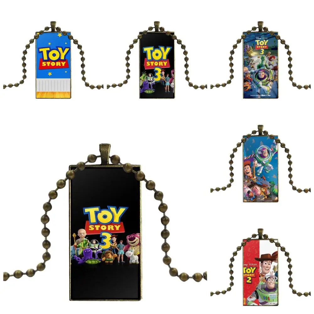 

Cartoon Movie Toy Story Brand Bronze Color Jewelry Fashion Statement Necklace Glass Necklaces Pendants For Girls Wholesale