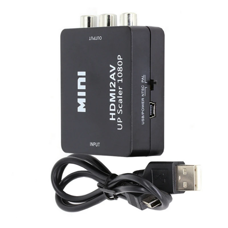 1080P Мини HD видео конвертер HDMI в RCA AV/CVSB L/R видео HDMI2AV поддержка NTSC PAL выход HDMI в AV скейлер переключатель адаптер